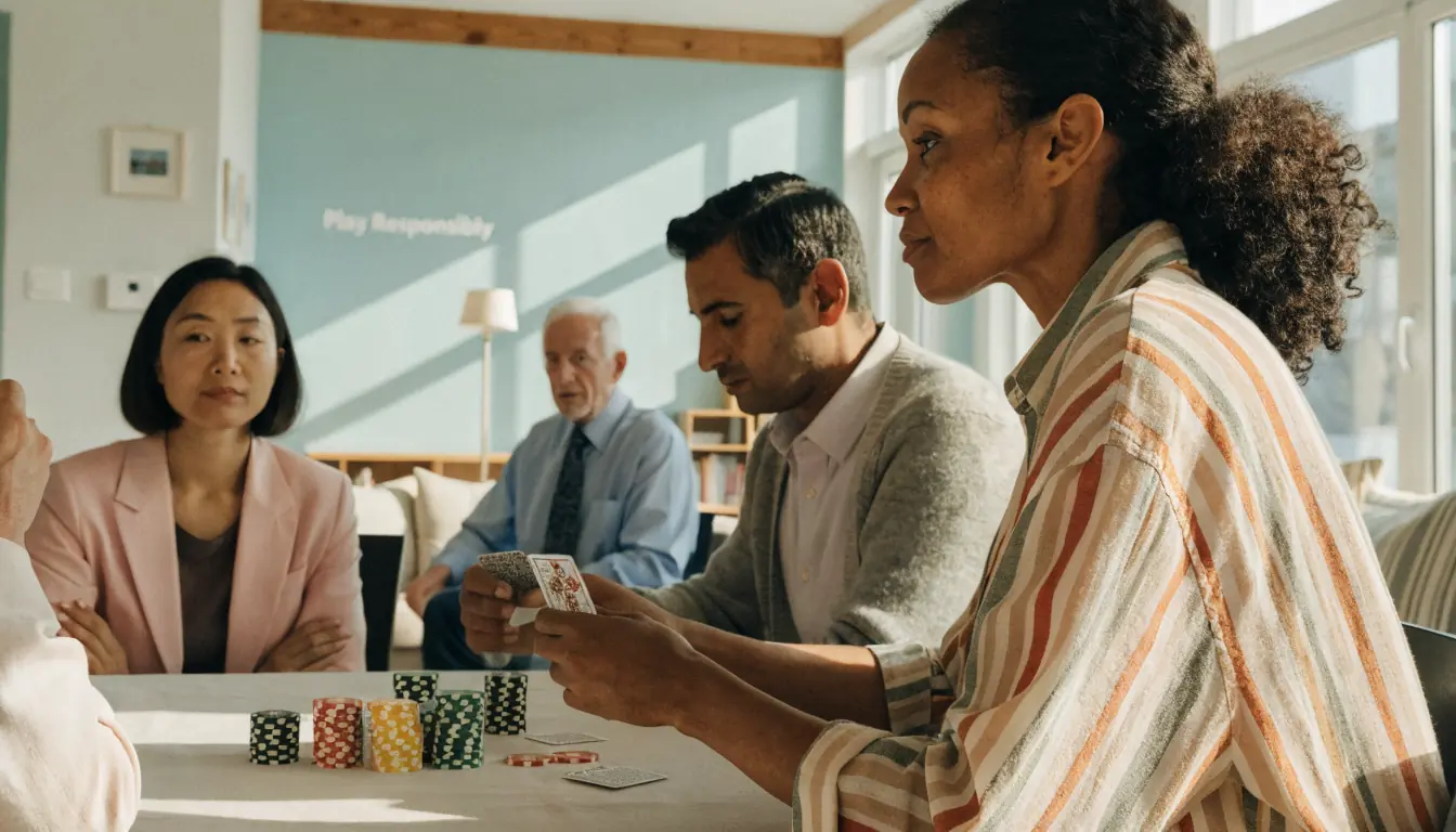 Australian adults playing responsibly in a community lounge